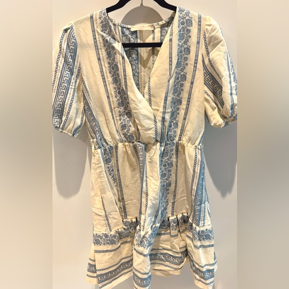 Rinasciemento beige & blue summer dress - Picture 1 of 5